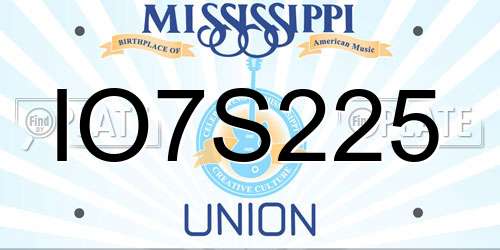IO7S225 Mississippi License Plate
