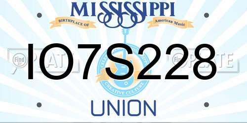 IO7S228 Mississippi License Plate