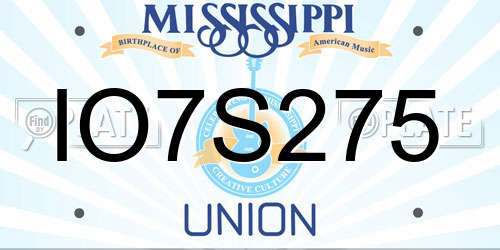 IO7S275 Mississippi License Plate