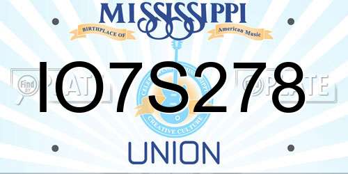 IO7S278 Mississippi License Plate