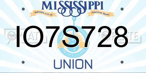 IO7S728 Mississippi License Plate