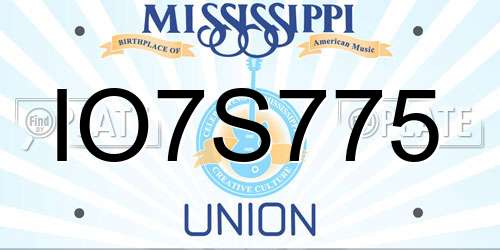 IO7S775 Mississippi License Plate