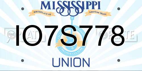 IO7S778 Mississippi License Plate