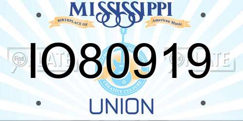 IO80919 Mississippi License Plate