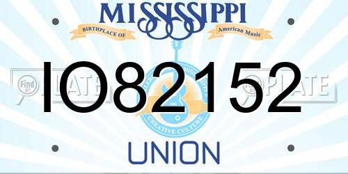 IO82152 Mississippi License Plate