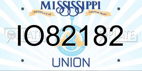 IO82182 Mississippi License Plate