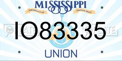 IO83335 Mississippi License Plate