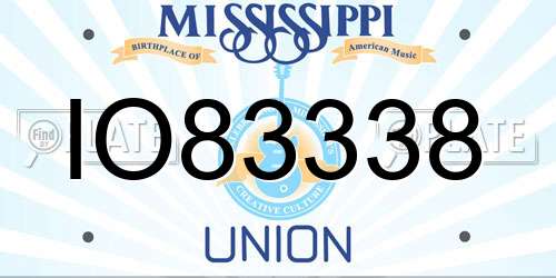 IO83338 Mississippi License Plate