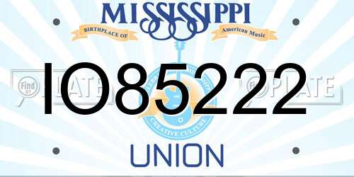 IO85222 Mississippi License Plate