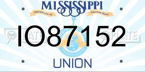 IO87152 Mississippi License Plate