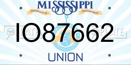 IO87662 Mississippi License Plate