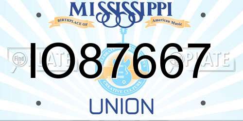IO87667 Mississippi License Plate