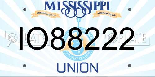 IO88222 Mississippi License Plate