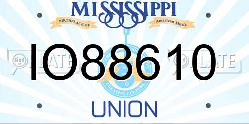IO88610 Mississippi License Plate
