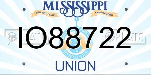 IO88722 Mississippi License Plate