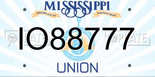 IO88777 Mississippi License Plate