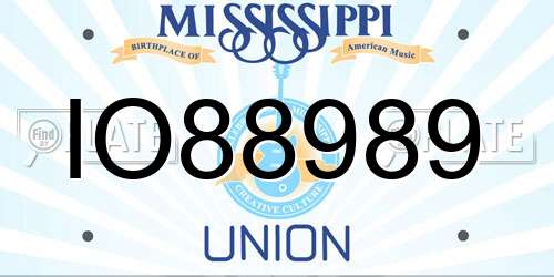 IO88989 Mississippi License Plate
