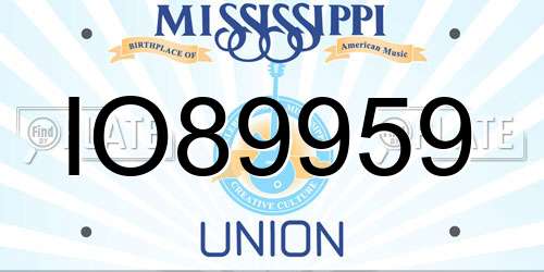 IO89959 Mississippi License Plate