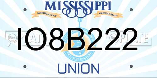 IO8B222 Mississippi License Plate