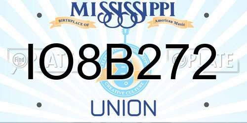 IO8B272 Mississippi License Plate