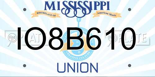 IO8B610 Mississippi License Plate