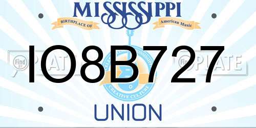 IO8B727 Mississippi License Plate