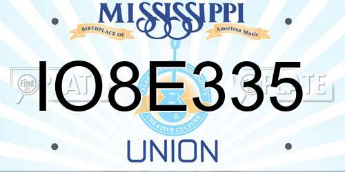 IO8E335 Mississippi License Plate