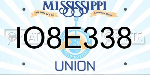 IO8E338 Mississippi License Plate