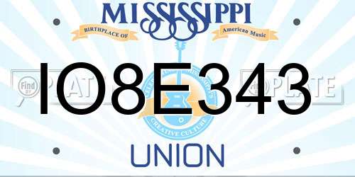 IO8E343 Mississippi License Plate