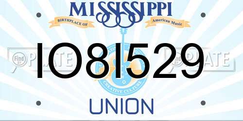 IO8I529 Mississippi License Plate