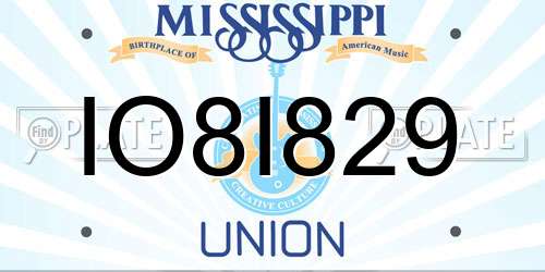IO8I829 Mississippi License Plate