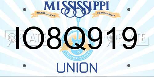 IO8Q919 Mississippi License Plate