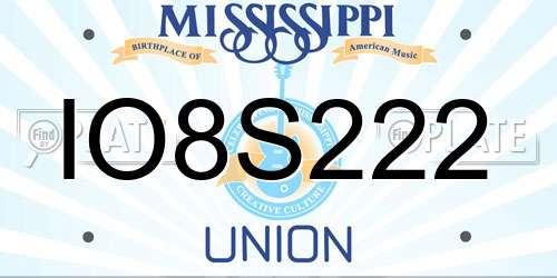 IO8S222 Mississippi License Plate
