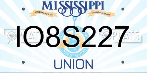 IO8S227 Mississippi License Plate