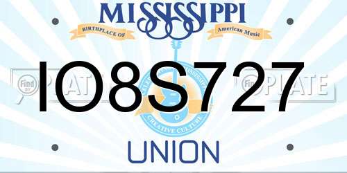 IO8S727 Mississippi License Plate