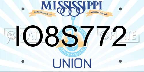 IO8S772 Mississippi License Plate