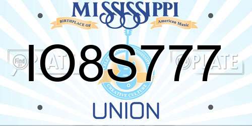 IO8S777 Mississippi License Plate