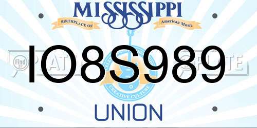 IO8S989 Mississippi License Plate