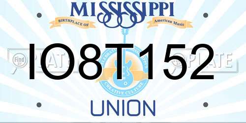 IO8T152 Mississippi License Plate