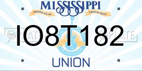 IO8T182 Mississippi License Plate