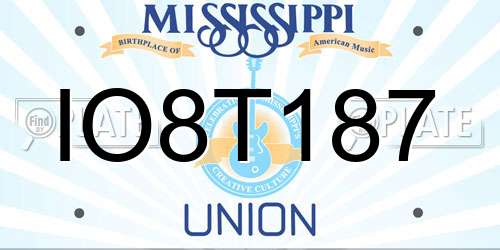 IO8T187 Mississippi License Plate