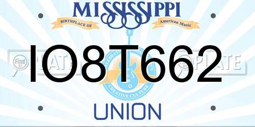 IO8T662 Mississippi License Plate