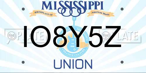 IO8Y5Z Mississippi License Plate