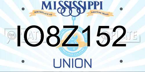 IO8Z152 Mississippi License Plate