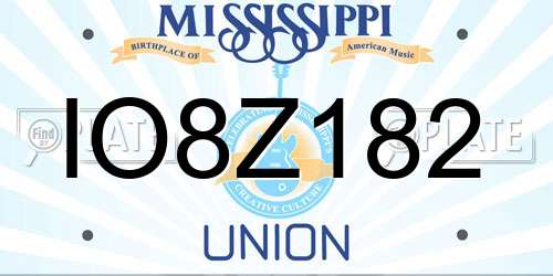 IO8Z182 Mississippi License Plate