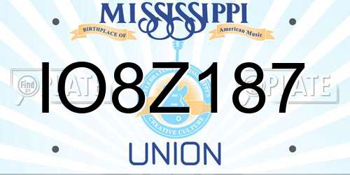 IO8Z187 Mississippi License Plate