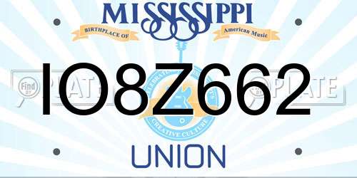 IO8Z662 Mississippi License Plate