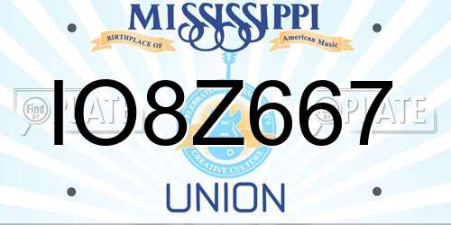 IO8Z667 Mississippi License Plate