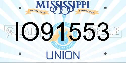 IO91553 Mississippi License Plate
