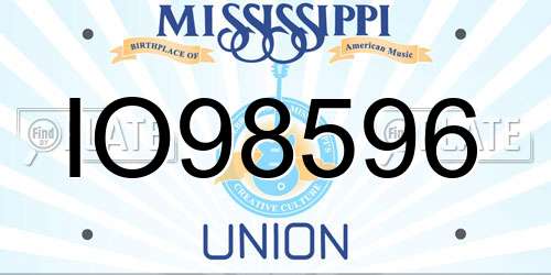 IO98596 Mississippi License Plate